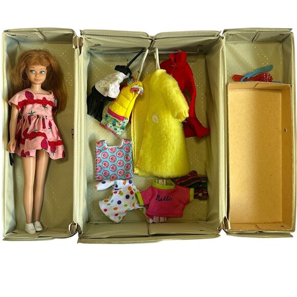 1963 Mattel Skipper Doll Redhead Barbies Sister With Carrying Case & Outfits - Picture 1 of 15
